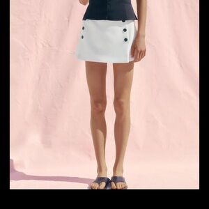 Zara White Skort with Black Button Accents high waisted
